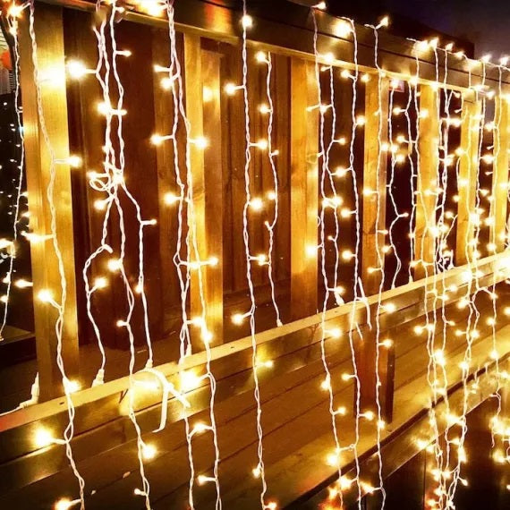 Set 2 x Decoratiune - Franjuri, cu LED-uri Tip Turturi, 12 metri - Alb Cald