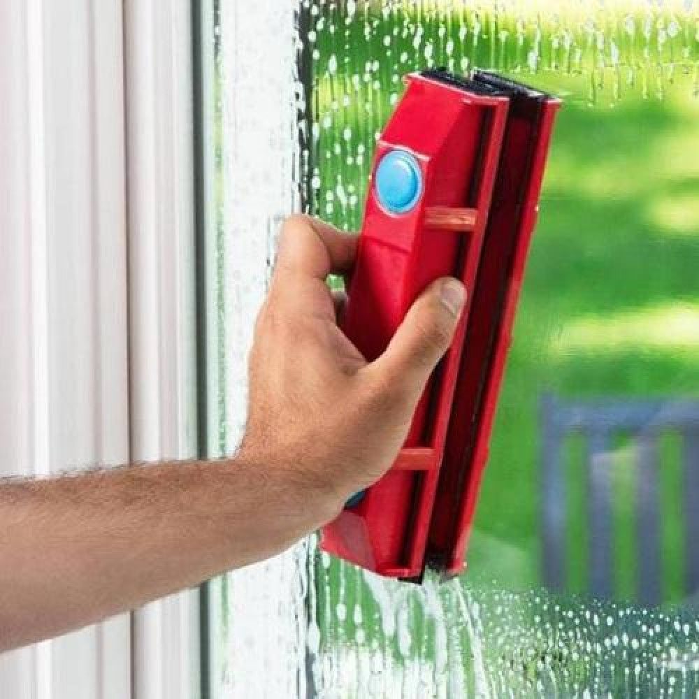 Stergator cu prindere magnetica pentru geamuri subtiri si sistem de siguranta atasat