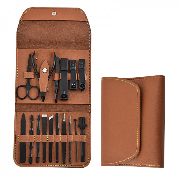 Set Manichiura si Pedichiura Multifunctional 16 Piese din Inox, Portabil, pentru Ingrijire Completa Acasa sau in Calatorii BAS