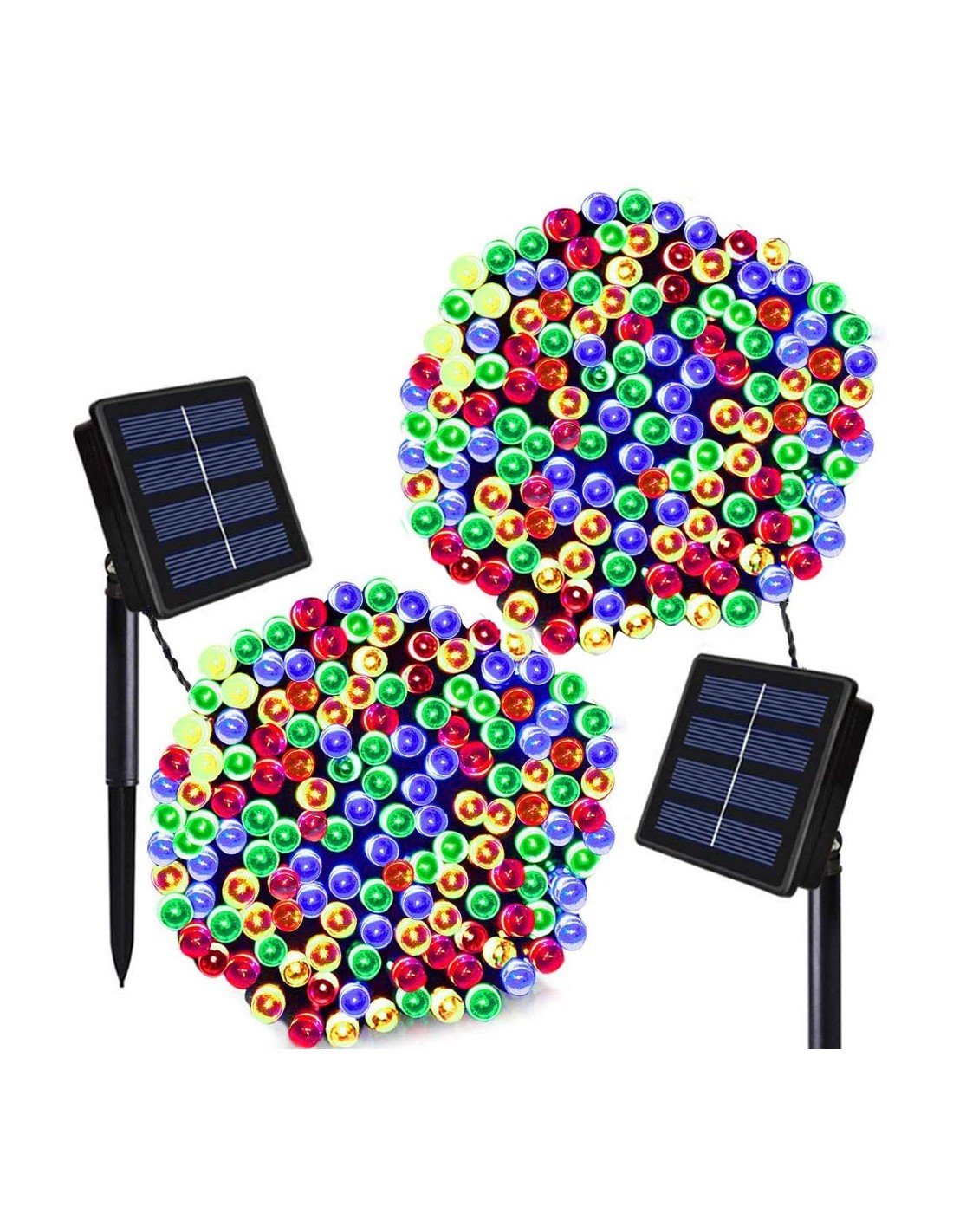 Set 2 x Decoratiune cu Incarcare Solara 100 LED, 10 Metri - Multicolor