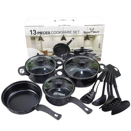 Set de Gătit 13 Piese – Oale cu Capace și Ustensile din Silicon, Rezistente la Căldură, Antiaderente și Perfecte pentru Gătit Fără Griji