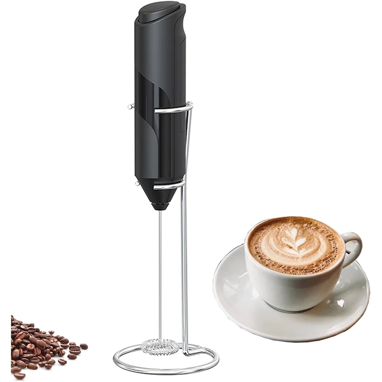 Mixer Electric pentru Spuma Lapte, Spumator Cafea Portabil cu Suport Metalic