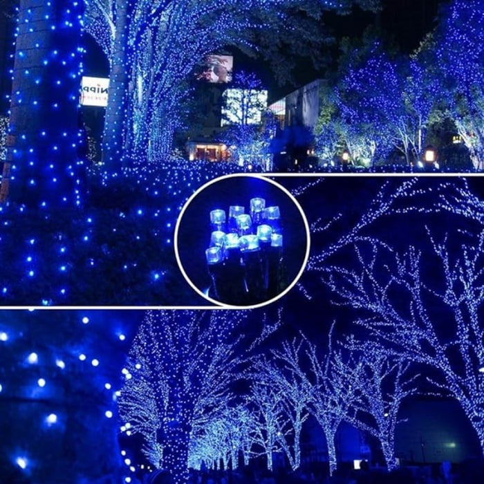 Lichidare de stoc: Decoratiune cu Incarcare Solara, 50 metri, 500 led - Albastru