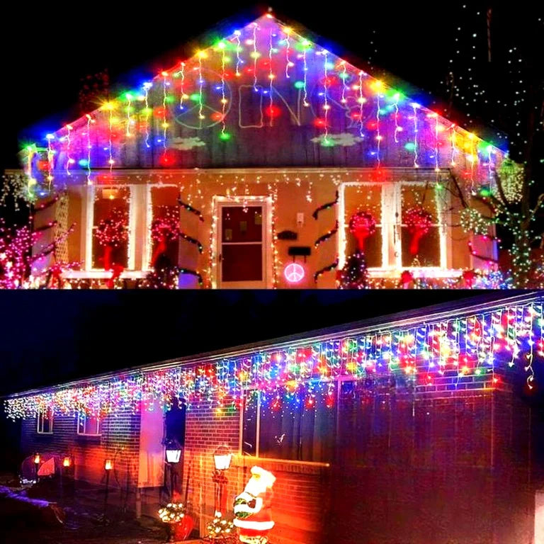 Set 2 x Decoratiune  - Franjuri, cu LED-uri Tip Turturi, 12 metri - Alb Rece