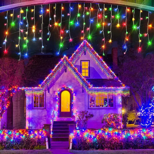 Set 2 x Decoratiune  - Franjuri, cu LED-uri Tip Turturi, 12 metri - Alb Rece
