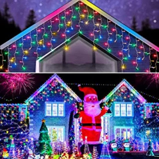 Decoratiune - Franjuri, cu LED-uri Tip Turturi, 12 metri - multicolora