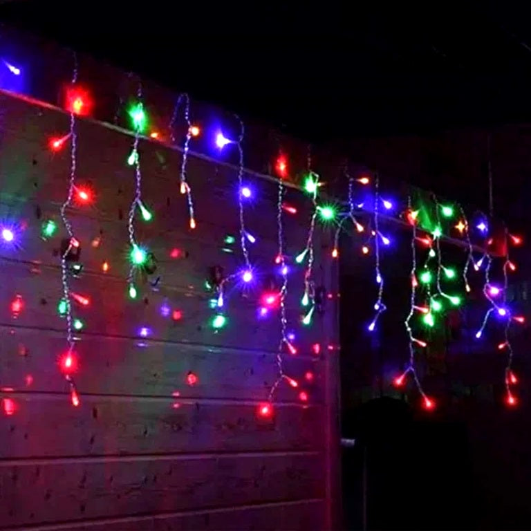 Set 2 x Decoratiune - Franjuri, cu LED-uri Tip Turturi, 12 metri - multicolora