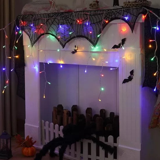 Set 2 x Decoratiune - Franjuri, cu LED-uri Tip Turturi, 12 metri - multicolora