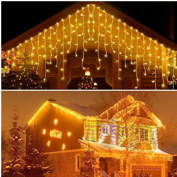 Decoratiune - Franjuri, cu LED-uri Tip Turturi, 12 metri - Alb Cald