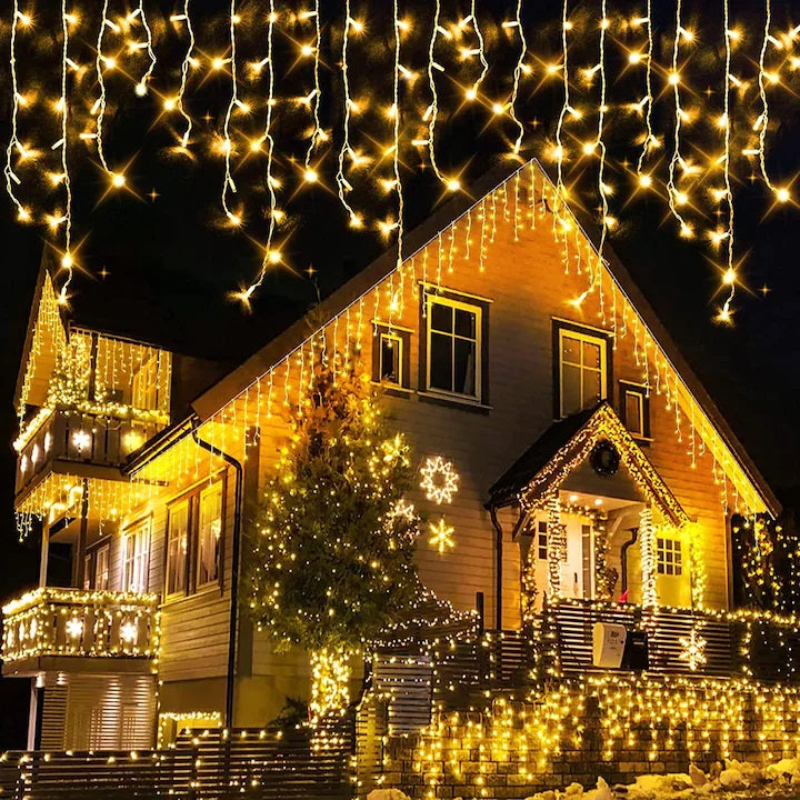 Set 2 x Decoratiune - Franjuri, cu LED-uri Tip Turturi, 12 metri - Alb Cald