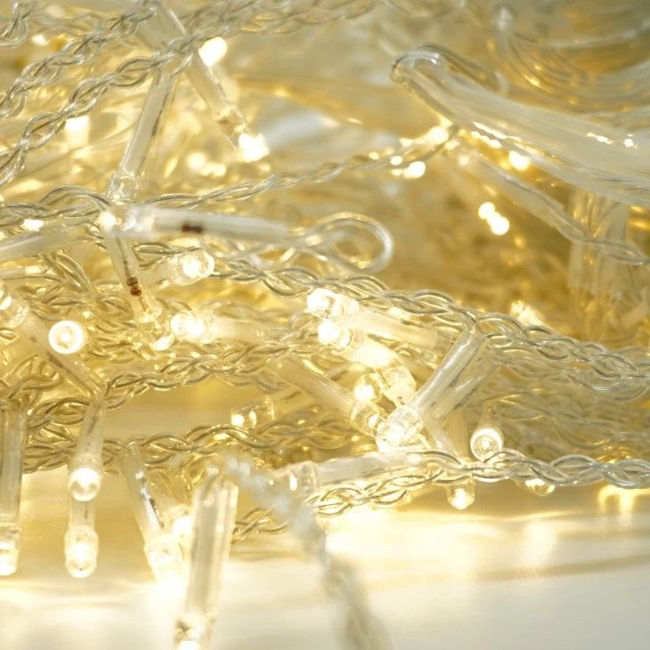 Set 2 x Decoratiune - Franjuri, cu LED-uri Tip Turturi, 12 metri - Alb Cald