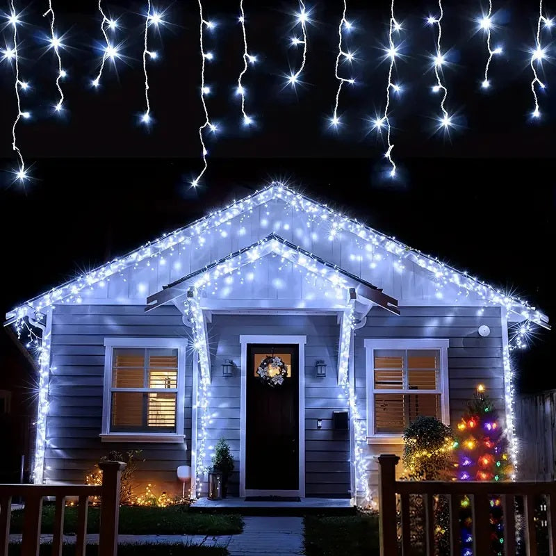 Set 2 x Decoratiune  - Franjuri, cu LED-uri Tip Turturi, 12 metri - Alb Rece