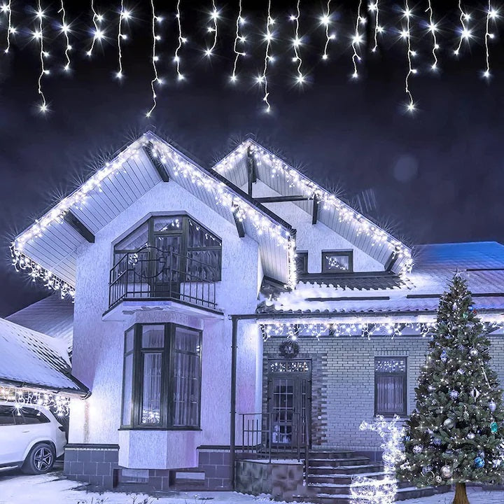 Set 2 x Decoratiune  - Franjuri, cu LED-uri Tip Turturi, 12 metri - Alb Rece