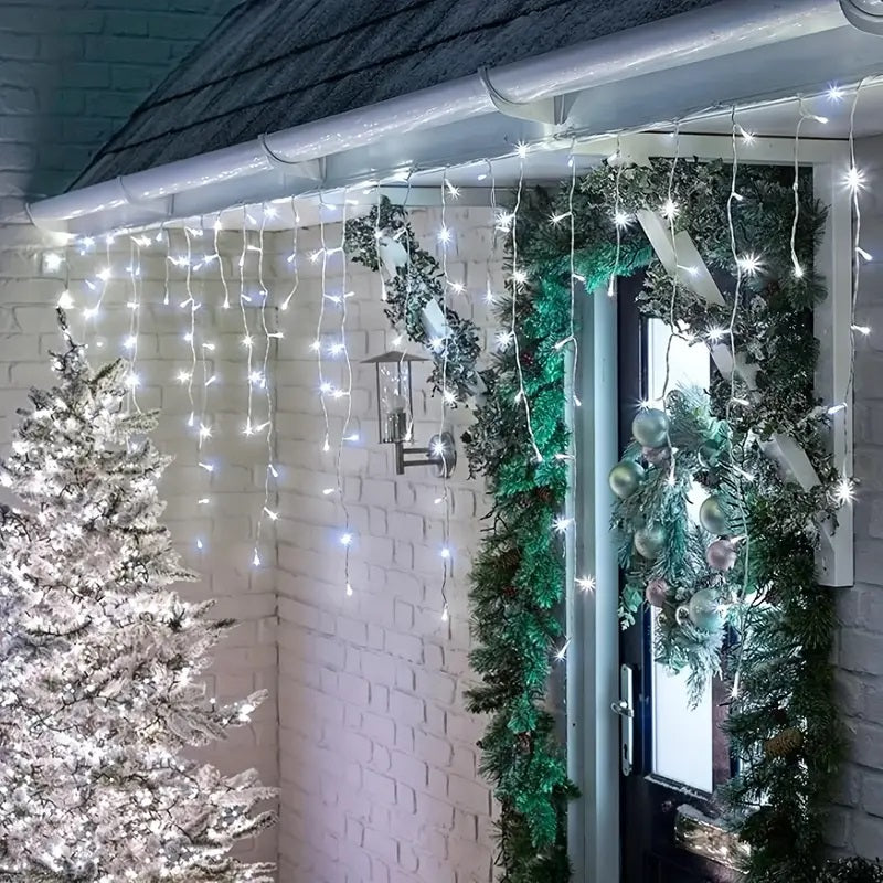Set 2 x Decoratiune  - Franjuri, cu LED-uri Tip Turturi, 12 metri - Alb Rece