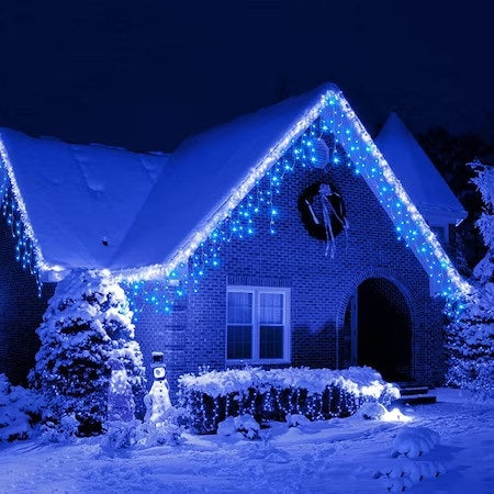 Decoratiune - Franjuri, cu LED-uri Tip Turturi, 12 metri - Albastru