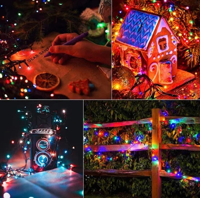 Decoratiune cu Incarcare Solara, 50 metri, 500 led - Multicolora + CADOU