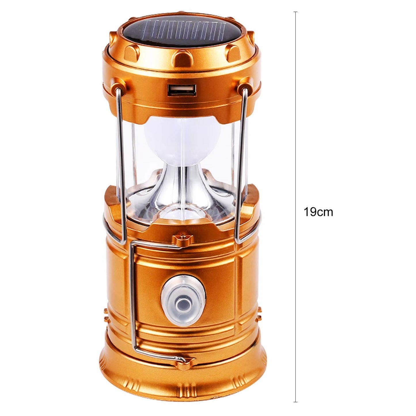 Felinar Camping LED Reincarcabil cu Lanterna, Panou Solar si USB