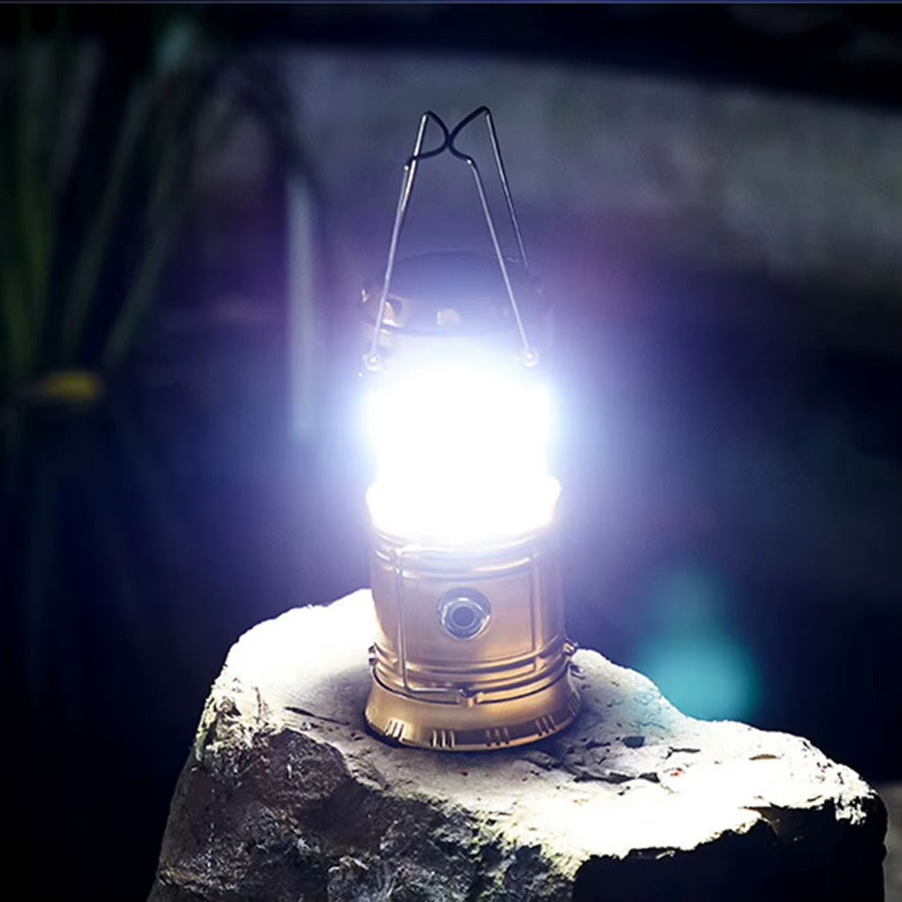 Felinar Camping LED Reincarcabil cu Lanterna, Panou Solar si USB